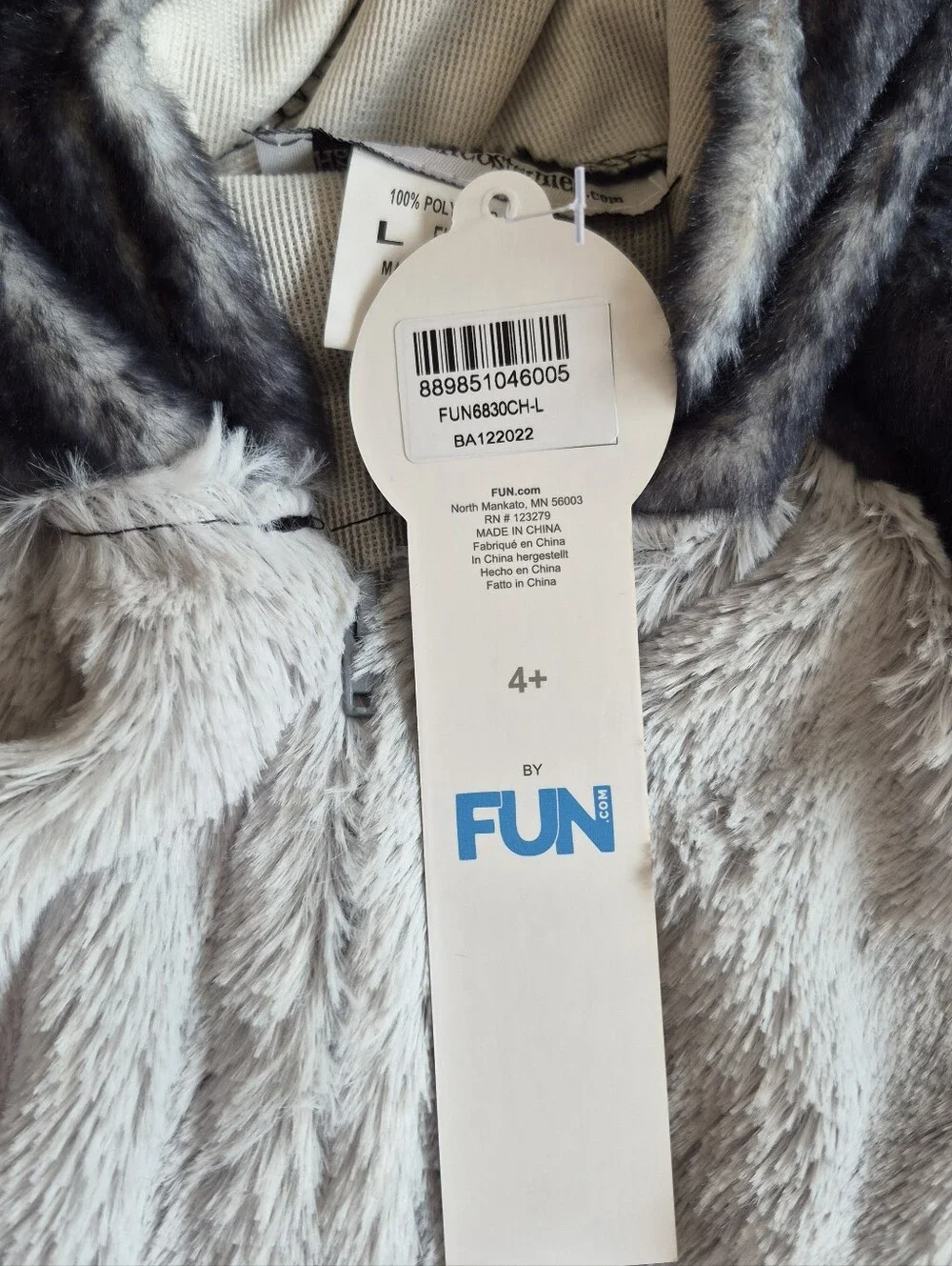 Fun Costumes Kids Halloween Costume Koala Bear Gray Faux Fur Jumpsuit Large